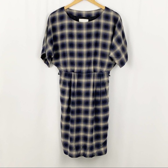 Phillip Lim Navy & Tan Plaid Dress 0 - Picture 1 of 7